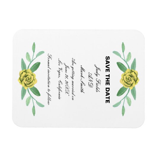 Gelbe Blumenblätterung Save the Date Magnet (Horizontal)