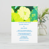 Gelbe Blumenblauer Blätter Art Boho Wedding Einladung (Stehend Vorderseite)