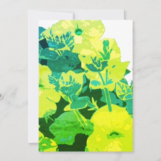 Gelbe Blumenblauer Blätter Art Boho Wedding Einladung (Rückseite)