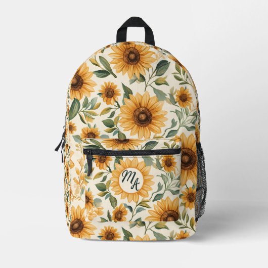Gelbe Blumenblumen Bedruckter Rucksack (Vorderseite)