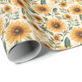Gelbe Blumenblumen Geschenkpapier (Rolleneckpunkt)