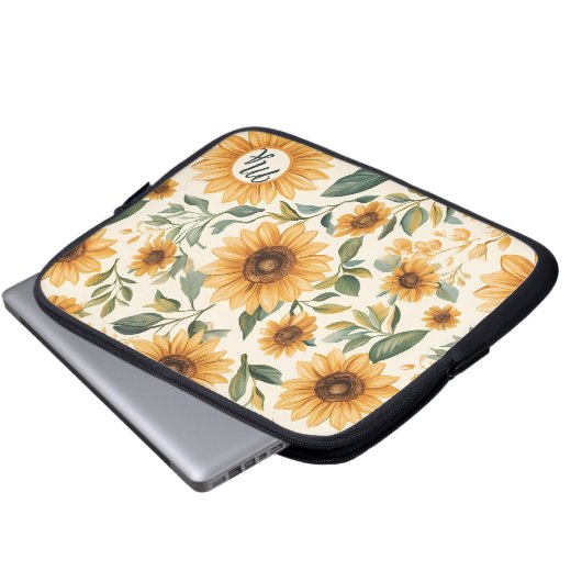 Gelbe Blumenblumen Laptopschutzhülle (Vorne Knopf)