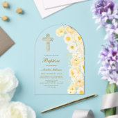 Gelbe Blumenbogen-Taufe Acryleinladungen (Insitu (Hochzeit))