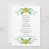 Gelbe Blumengrün Foliage Brautparty Einladung (Vorderseite)