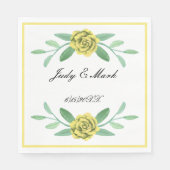 Gelbe Blumengrün Foliage Papier Napkins Serviette (Vorderseite)