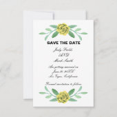 Gelbe Blumengrün, Foliage Save the Date Karte (Vorderseite)