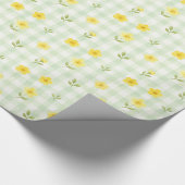 Gelbe Blumengrün kariert Wasserfarben Geschenkpapi Geschenkpapier (Ecke)