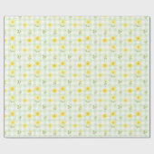 Gelbe Blumengrün kariert Wasserfarben Geschenkpapi Geschenkpapier (Flach)