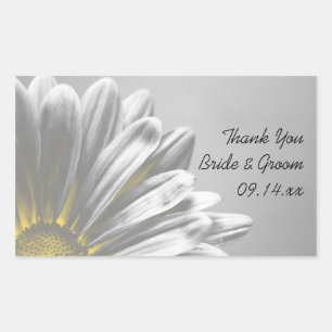 Gelbe BlumenHighlights Hochzeit Danke Tags Rechteckiger Aufkleber