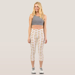 Gelbe Blumenlibelle Capri Leggings