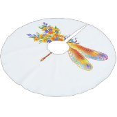Gelbe Blumenlibelle Polyester Weihnachtsbaumdecke (Schrägansicht)