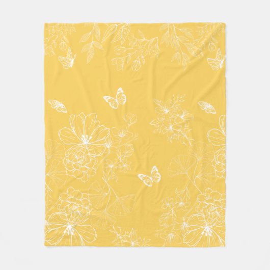 Gelbe Blumenmuster, blumenreich, Minimalistisch Fleecedecke (Vorderseite)