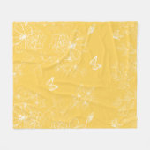 Gelbe Blumenmuster, blumenreich, Minimalistisch Fleecedecke (Vorderseite (Horizontal))