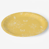 Gelbe Blumenmuster, blumenreich, Minimalistisch Pappteller (Schrägansicht)
