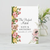 Gelbe Blumenmuster Hochzeitskarte Einladung (Stehend Vorderseite)