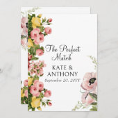 Gelbe Blumenmuster Hochzeitskarte Einladung (Vorne/Hinten)