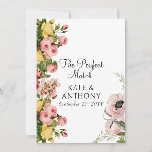 Gelbe Blumenmuster Hochzeitskarte Einladung