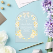 Gelbe Blumenrahmen-Bogen-Taufe Acryleinladungen (Insitu (Hochzeit))