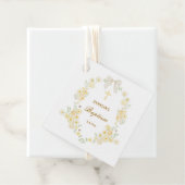 Gelbe Blumenrahmen Bogen Taufe Geschenkanhänger (Beispiel)