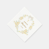 Gelbe Blumenrahmen Bogen Taufe Serviette (Ecke)