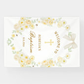 Gelbe Blumenrahmen-Bogen-Taufe Willkommen Banner (Horizontal)