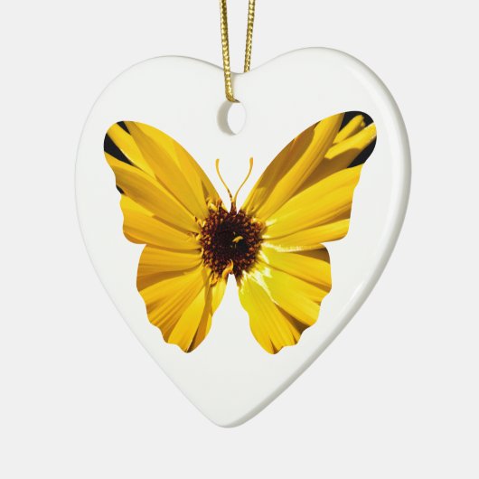 Gelbe Blumenschmetterlings-Silhouette Keramikornament (Links)