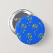 Gelbe Blumenumrandung auf blauem Hintergrund Button (Vorne & Hinten)