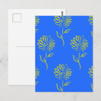 Gelbe Blumenumrandung auf blauem Hintergrund