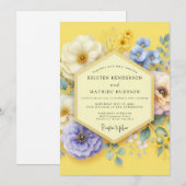 Gelbe Blumenwiese Hochzeit Einladung (Vorne/Hinten)