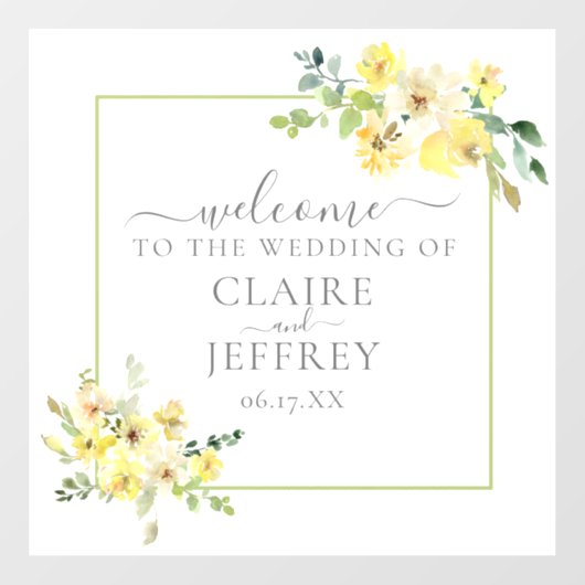 Gelbe Blumenzunge Grün Sommer Hochzeit Willkommen Fensteraufkleber (Blatt)