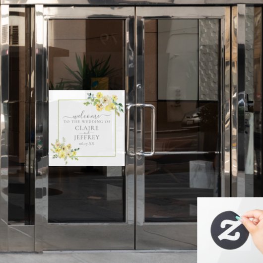 Gelbe Blumenzunge Grün Sommer Hochzeit Willkommen Fensteraufkleber (Büro Tür)
