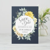 Gelbe Blumenzwiebelblüte Hochzeit der Marine Save The Date (Stehend Vorderseite)