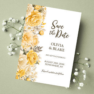Gelbe Blumige Hochzeit Save The Date