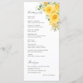 Gelbe Blumige Rosen Hochzeitszeremonie Programm (Rückseite)