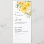 Gelbe Blumige Rosen Hochzeitszeremonie Programm (Vorderseite)