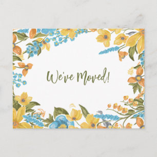 Gelbe Blumige Umzugsmeldung Neue Adresse Postkarte