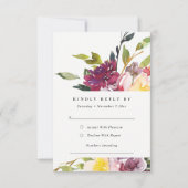 GELBE BLUSH BURGUNDY FLORAL BUNCH WEDING RSVP (Vorderseite)