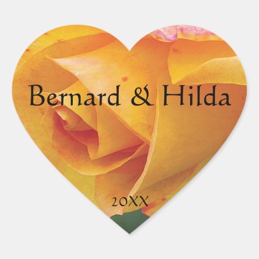 Gelbe Blushing Rose Heart Wedcker Herz-Aufkleber (Vorderseite)