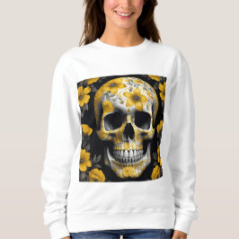 Gelbe Blüte 3D Toter Schädel mit gelben Blumen Sweatshirt