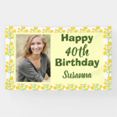 Gelbe Blüte 40. Geburtstags-Foto Banner (Horizontal)