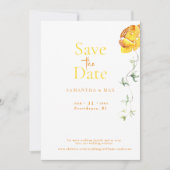Gelbe Blüte Die zwei Fotos von uns Save the Date (Vorderseite)