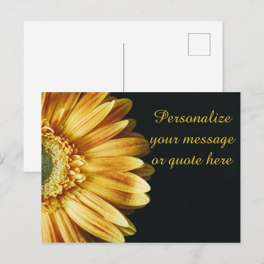 Gelbe Blüte mit Personalisierter Botschaft Postkarte (Vorne/Hinten)