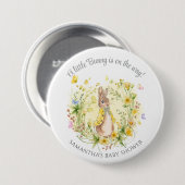 Gelbe Blüte Peter Rabbit Baby Duschfavoriten Button (Vorne & Hinten)
