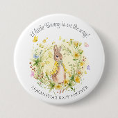 Gelbe Blüte Peter Rabbit Baby Duschfavoriten Button (Vorderseite)