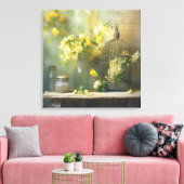Gelbe Blüten der französischen Hütte Leinwanddruck (Insitu (Wohnzimmer))