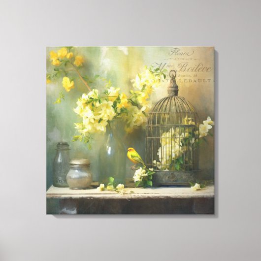 Gelbe Blüten der französischen Hütte Leinwanddruck (Vorderseite)