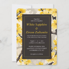 Gelbe Blüten Hochzeitseinladung in Schwarz Einladung