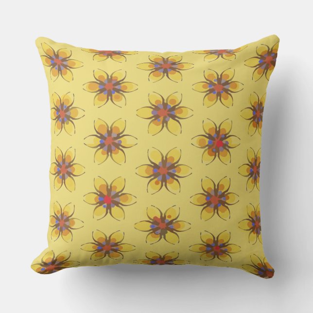 Gelbe Blüten mit orangefarbenen Buds Kissen (Vorderseite)