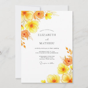 Gelbe Blüten Romantische Hochzeit Einladung