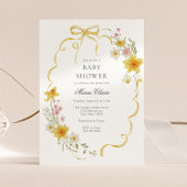 Gelbe Blüten und Bows Kinderdusche Einladung